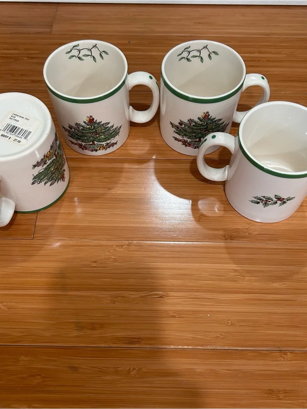 Spode Christmas Tree Mugs NWT 4 Count Set